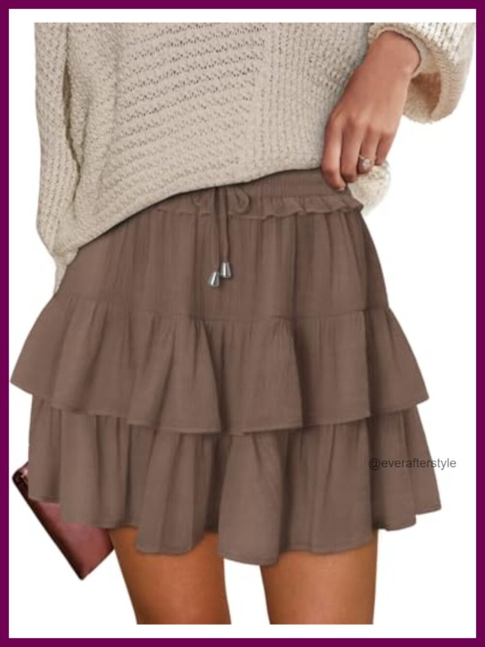 Flowy Ruffle Tiered Skorts Elastic Waist Crochet Hem Active Summer